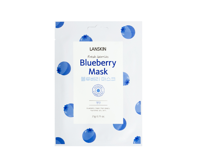 LanSkin Mask Fresh Berries Blueberry Маски тканевые для лица питательные с экстрактом голубики 21 гр 10 шт